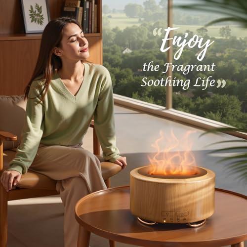 Essential Oil Diffuser for Home: 500ml Fireplace Flame Light - Image 2