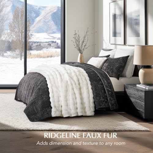EverGrace Faux Rabbit Fur Bubble Throw Blanket, 50"x60", Bright White - Image 2
