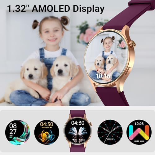 Fitpolo Smart Watch for Women,1.3" AMOLED Touchscreen Fitness Tracker, Make/Answer Calls, Heart Rate SpO2 Monitor,3ATM Waterproof,Sleep Activity Tracking Smartwatch for Android Phones iPhone (Purple) - Image 2