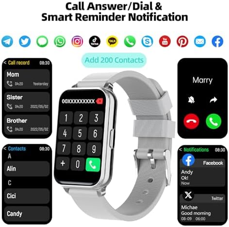 Smart Watch Fitness Tracker Make/Answer Calls for Women Men with Heart Rate Blood Oxygen Sleep Monitor Sports Modes Step Calorie Counter IP68 Waterproof for Android Phones and iPhone - Image 3