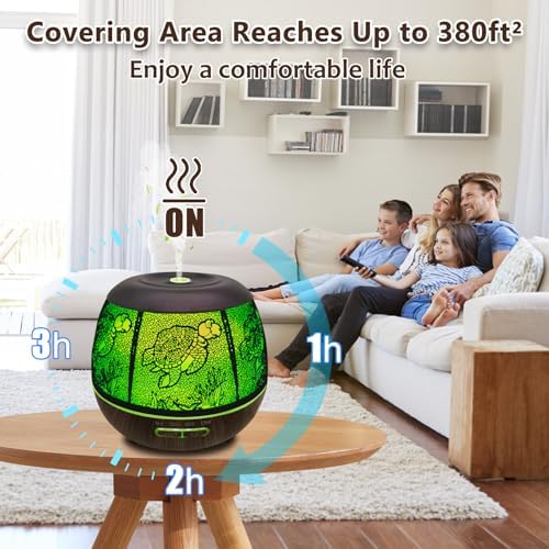 500ml Metal Turtle Essential Oil Diffuser, Cute Hollowed-Out Humidifier - Image 4