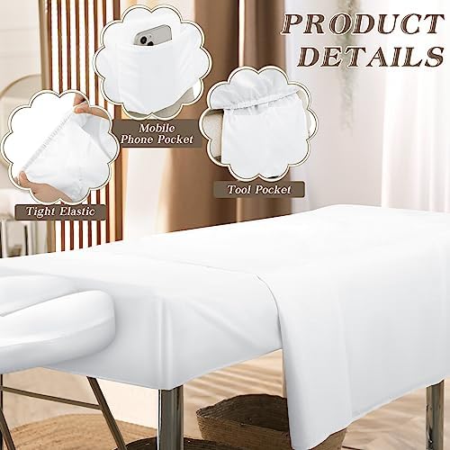 Mixweer 9 Pcs 3 Set Microfiber Massage Table Sheets Set Bulk Includes Flat Sheet, Fitted Sheet with Pocket, Face Rest Cover(Black, White, Beige) - Image 3
