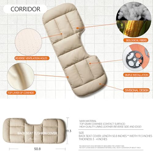 A leather rear seat cushion specially designed for cars - made by hand - can relieve pain in the buttocks, pressure points, and sciatic nerve. | Rear seat cover (Off White, Rear Seat Cushion) - Image 4