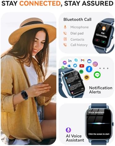 Smart Watches for Men Women, Fitness Tracker with Activity Counter/Sleep Monitor, IP68 Waterproof Smart Watch for Android iPhone iOS Compatible (Midnight Blue, 1.83) - Image 2