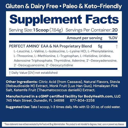 BodyHealth PerfectAmino - BCAA and EAA Powder for Pre and Post Workout - Amino Acid Energy Drink for Men and Women to Support Lean Muscle and Recovery - Lemon Lime - 20 Servings - Image 2