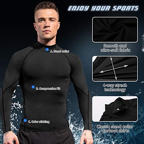 SPVISE Men's Compression Shirts Long Sleeve Mock Turtleneck Workout Tops - Image 4