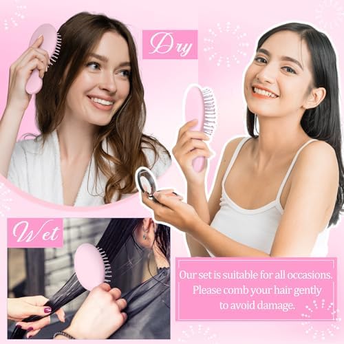 60 Pcs Pink Mini Hair Brushes Bulk for Women Pink Party Favors Soft Bristles Adds Shine Scalp Massage and Detangling Travel Hair Combing for Homeless Spa Party Favors - Image 6