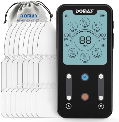 DOMAS TENS Unit Muscle Stimulator: 24 Modes Dual Channel EMS Machine with 24pcs Electrode Pads for Shoulder, Neck, Back Pain Relief, Suitable for Seniors, Office Workers, Fitness Enthusiasts and More by DomasOfficial