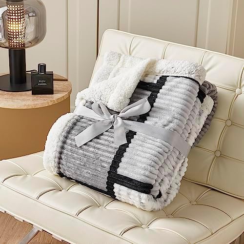 Gracelife Sherpa Fleece Throw Blanket for Couch, Fluffy Plush Warm Fuzzy Blanket for Women and Men, Cozy Thick Soft Twin Blanket for Bed, Grey, 60x80 Inches - Image 6