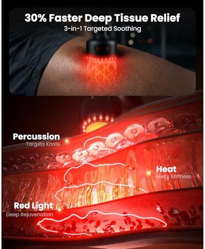 BOB AND BRAD L7 Ultra Massage Gun with Heat, Red Light & Extension Handle - Image 3