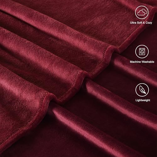 TASTHROW Burgundy Throw Blanket 60x80 Inches - Image 3
