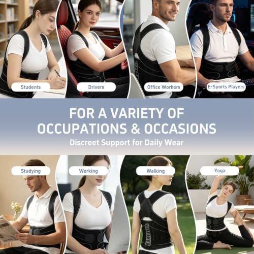 Back Brace Posture Corrector for Women and Men Upgraded Dynamic Traction Correction System Adjustable Shoulder Support Straightener Helps Reduce Upper Lower Back Pain Suitable for Hump Scoliosis Black X-Large - Image 7