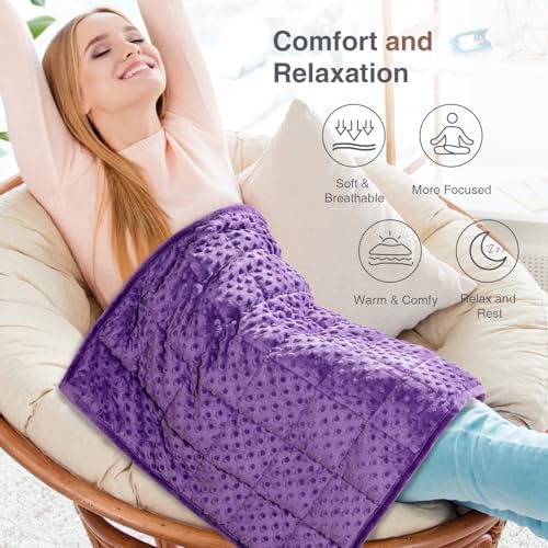 Alomidds Weighted Lap Blanket 7lbs, Cozy Luxury Breathable Weighted Blanket for Adults, Weighted Lap Pad for Travel, Relaxation, Sleeping, Purple, 29" x 24" - Image 5