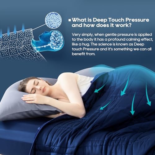 Weighted Blanket King Size 30lbs (88''x104'', Dual-Sided), Reversible Cozy Warm Velvet & Cooling Tencel King Weighted Blanket for Adults and Couples All Season Use - Carry Bag Included, Navy Blue - Image 4