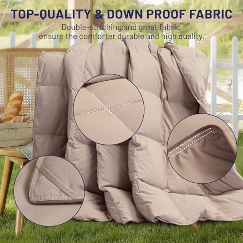 SNOWMAN Premium Cooling Down Comforter Twin Size, Khaki Summer Down Blanket - Image 4