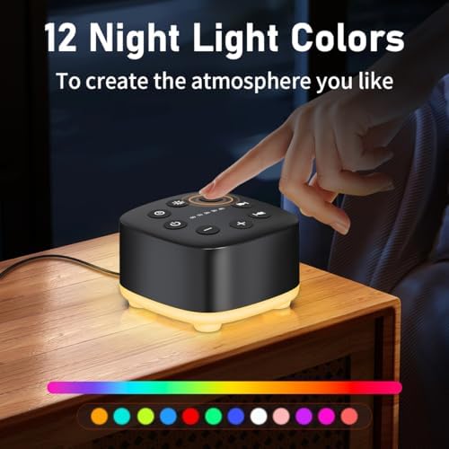 Meditation White Noise Sound Machine 30 Soothing Sounds with 32 Volume Control 12 Night Light 5 Timers Portable Sleep Machine for Travel Powered by AC or USB Sleep Therapy for Baby Kids Adults (Black) - Image 3