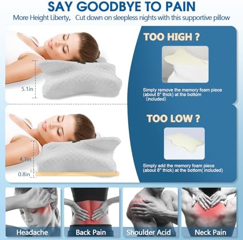 CHxxy Memory Foam Pillows, Cervical Pillow for Neck & Shoulder Pain Relief - Image 2