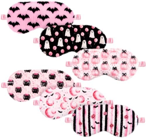 Cuffbow 6 Pack Fuzzy Sleep Masks Plush Eye Mask,Halloween,Pink by Cuffbow