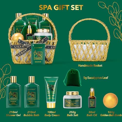 Eucalyptus Spa Bath Gifts Set, 9Pcs Premium Spa Gift Basket for Women & Men - Image 2