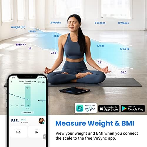 Etekcity Smart Digital Bathroom Scale for Body Weight and BMI, Black - Image 2