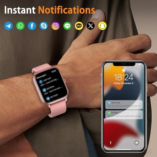 Smart Watch Fitness Tracker for Men Women, Answer/Make Call, 1000 mAh Battery, 120+ Sport Modes, Step Counter, Sleep Monitor Fitness Watch, Smartwatch for Android iPhone iOS (Pink) - Image 3
