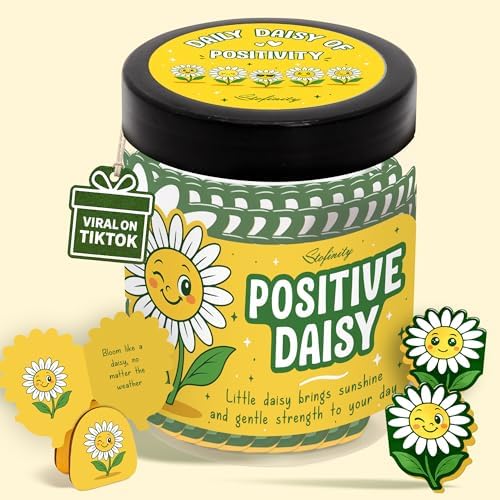 STOFINITY Positive Daisy Jar, 60 Affirmation Cards and Wood Stand by Stofinity