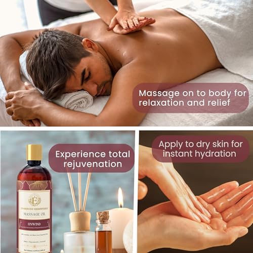 Unwind Massage Oil with Rosehip,Apricot & Vitamin E by |Scented with Pure Essential Oils only|Silky,Relaxing & Nourishing|Ideal for Date Nights|200ml (6.76 fl oz) - Image 6