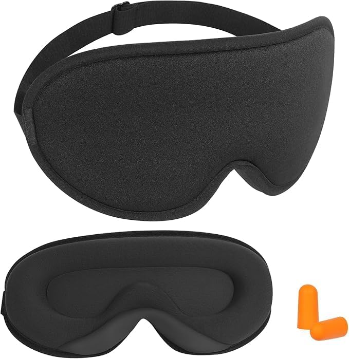 Sleep Mask,3D Contoured Sleeping Mask,99% Light Blocking Eye Mask, Zero Eye Pressure Cup Blindfold for Men Women, with Adjustable Strap for Sleeping, Yoga,Traveling(Black) by ANPKEC
