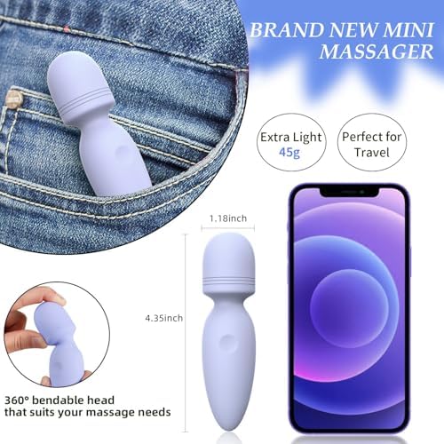 Fuwyiy Mini Massager Tools,Small Waterproof Cordless Handheld Massager with 10 Vibration Modes, Personal Handheld Massager for Back（Gray Purple） - Image 6