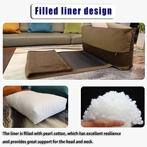 Velvet Recliner Head Pillow with Non-Slip Base - Adjustable Neck Support for Pain Relief in Home, Office and Travel (Brown) - Image 5