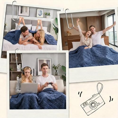 yescool Blue Weighted Blankets for Adults 15 lb, 60 * 80in Queen Size Weighted Blanket for Better Sleep, Minky Heavy Blanket for Teens - Image 5