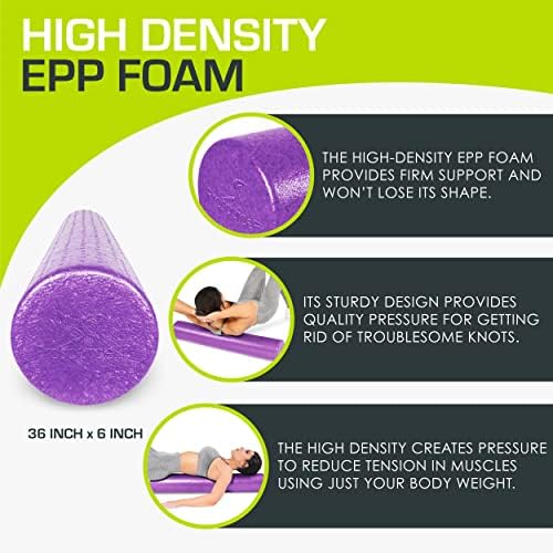 ProsourceFit High Density Foam Rollers 36 - inches long,Firm Full Body Athletic Massage Tool for Back Stretching, Yoga, Pilates, Post Workout Muscle Recuperation, Purple - Image 3