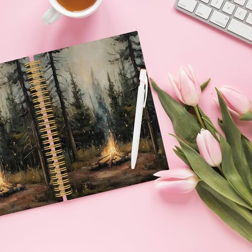 XPH Vintage Campfire Camping Spiral Notebook, Camping Lovers Gifts Journaling Notebooks for Women, Rustic Moody Forest Campsite Hardcover Journals for Writing 160 Pages 5.5 x 8.3 Inch, Camper Gifts - Image 4