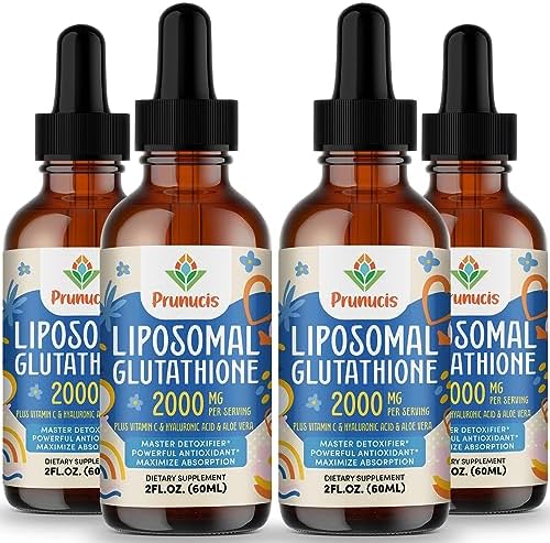 Prunucis 2000MG Liposomal Glutathione Liquid, 98% Absorption, Active Form L-Glutathione Supplement, Vegan Friendly, Powerful Antioxidant Complex for Immune System, Aging Defense, Detox,8 FL.OZ by Prunucis