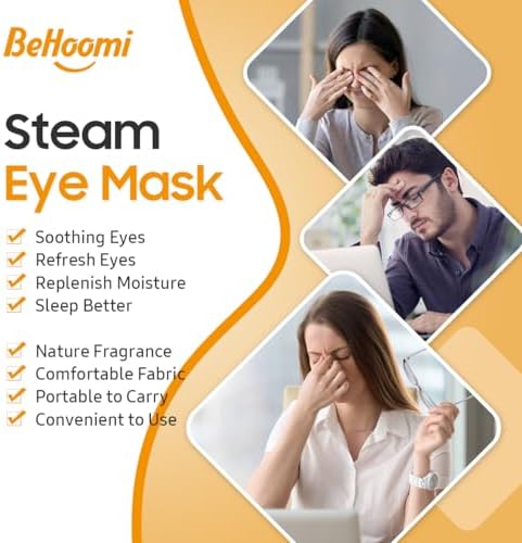 BeHoomi Steam Eye Mask, 10Packs Heated Eye Mask, Self Heating Disposable SPA Warm Compress for Eyes Sleep Mask, Travel Essentials & Relaxation Gifts for Women (Orange Scent) - Image 3