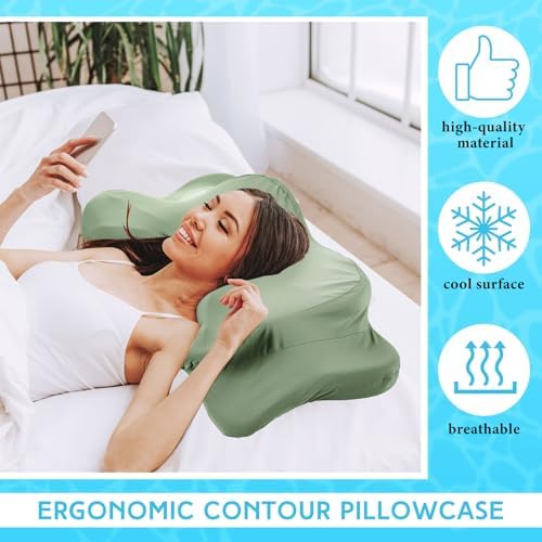Hahafelt Cooling Cervical Neck Pillowcase,Saga Green,Standard Size - Image 4
