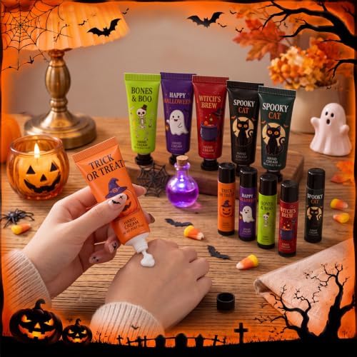 Batiyeer 10 set Halloween Gifts for Women Hand Cream and Lip Balm Set - Image 3