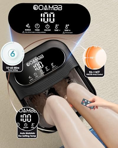 OOAMBB Collapsible Foot Spa with Heat, Bubble, Temp Control, Black - Image 4