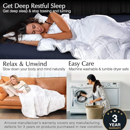 Aricove Cooling Weighted Blanket for Adults, 20 lbs, Full/Queen Size Weighted Blanket, 60x80 inches, Silky Soft Bamboo Viscose, Machine Washable, White - Image 5