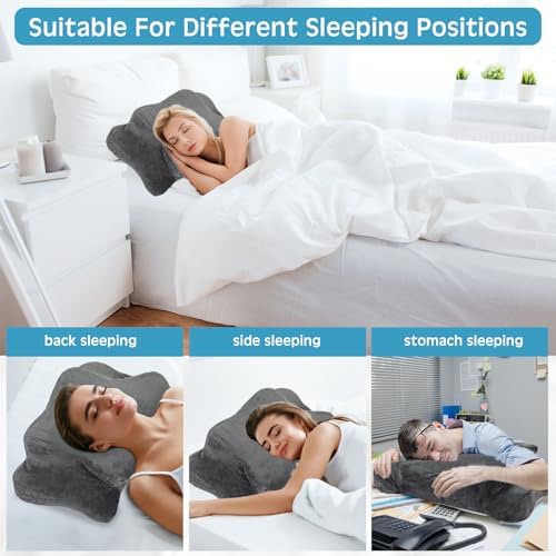 Hahafelt Cervical Neck Pillow Case Plush with Zipper, Dark Gray, Queen Size - Image 5