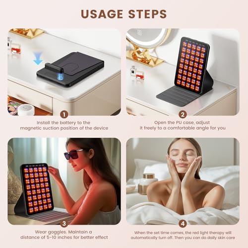 INTEO Red Light Therapy for Face and Body, Portable Red Light Therapy with Protective Goggles, 850nm Infrared Red Light Therapy with 6 Modes - Image 7