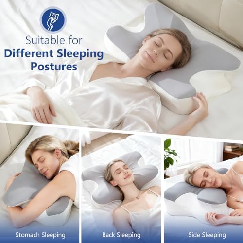 Cervical Neck Pillow for Neck Pain Relief & Sleeping, Ergonomic Contour Neck Support Pillow, Memory Foam Orthopedic Pillow for Side, Back, Stomach Sleepers - Image 2