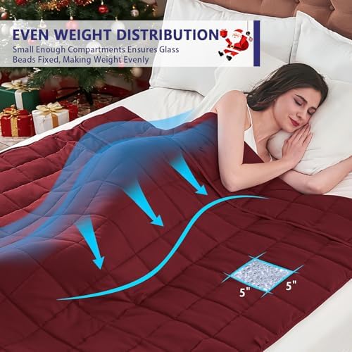 yescool Weighted Blanket for Adults 20lbs Queen Size, 60" x 80", Red - Image 3