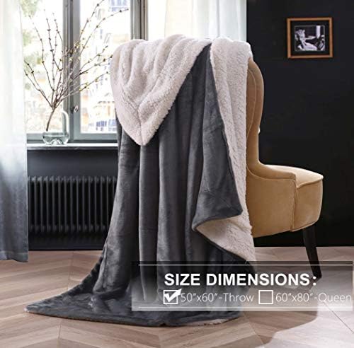 NANPIPER Sherpa Blanket Warm Blankets for Winter Super Soft Fuzzy Flannel Fleece/Wool Like Reversible Velvet Plush Couch Blanket Lightweight(Grey Throw Size 50"x60") - Image 2