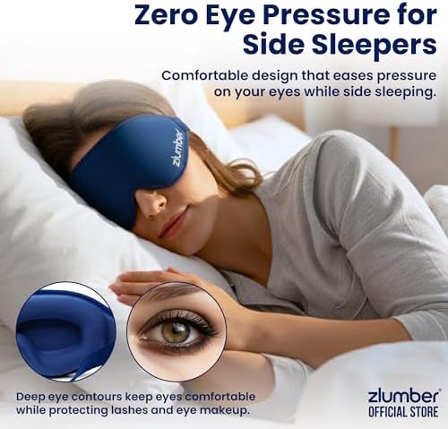 Zlumber Premium Eye Sleep Mask for Men & Women - 100% Blackout 3D Contoured Night Eye Mask for Sleeping, Travel Eye Mask & Side Sleeper Mask, Zero Eye Pressure, Adjustable - Image 7
