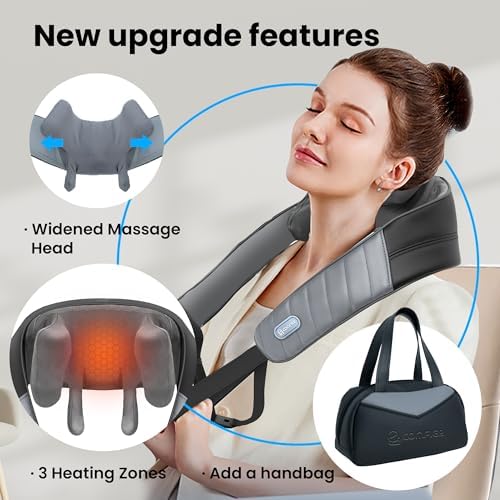 COMFIER Neck and Shoulder Massager with Heat, Cordless 4D Shiatsu Back and Neck Massager for Pain Relief, Hands-Free Massage Pillow with Carry Bag,Classic Gray - Image 6