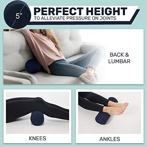 AllSett Health Round Cervical Roll Cylinder Bolster Pillow with Removable Washable Cover, Ergonomically Designed for Head, Neck, Back, and Legs || Ideal for Spine and Neck Support, Navy - Image 4