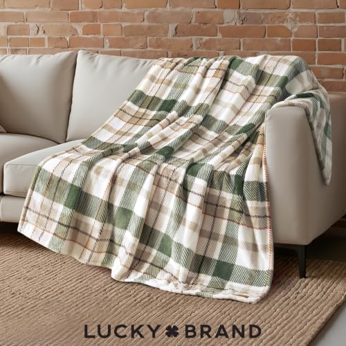 Lucky Brand Blythe Plaid Olive Plush Throw, Olive, 50 x 70 in - Image 4