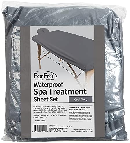 ForPro Professional Collection Waterproof Massage Table Cover, Protective Spa Treatment Sheet Set for Massage Tables, Machine Washable, Includes Massage Fitted Sheet and Face Rest Cover, Cool Grey - Image 2