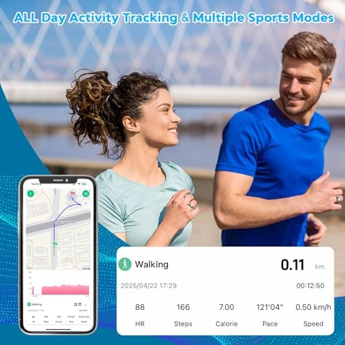 Smart Health Ring,Fitness Rings Tracker with Blood Pressure Monitor Heart Rate Blood Oxygen Sleep Monitor IP68 Waterproof Step Counter Calorie Tracker Health Rings for Women Men Android iOS Phones - Image 2